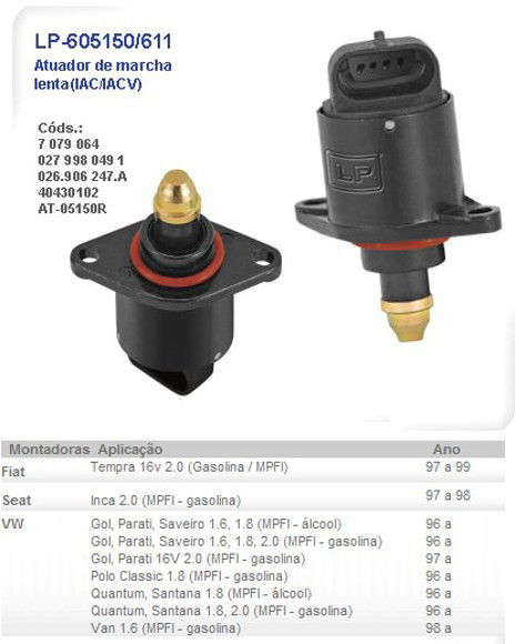 Imagen de ACTUADOR DE MARCHA LENTA VW GOL/PARATI/SAVEIRO 1.6/1.8/2.0