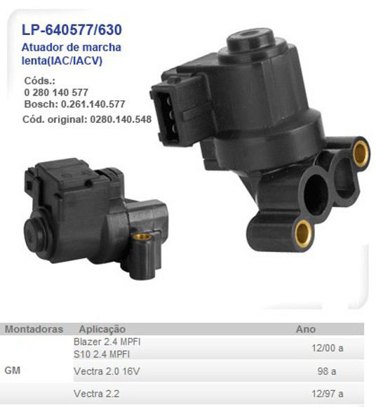 Imagen de ACTUADOR DE MARCHA LENTA CHEVROLET BLAZER/S10 2.4MPFI 2000