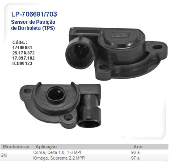 Imagen de SENSOR MARIPOSA CHEVROLET CELTA 1.0 2001/CORSA 1.0/1.6 1996