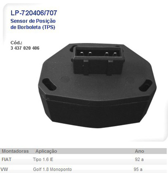 Imagen de SENSOR DE MARIPOSA VW GOLF 1.8 MONOPUNTO/FIAT TIPO 1.6