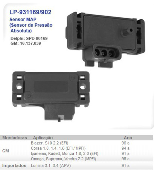 Imagen de SENSOR MAP CHEVROLET CORSA 1.0/1.4/1.6 EFI/MPFI 1994/KADETT