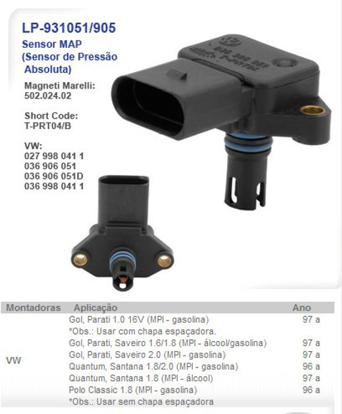 Imagen de SENSOR MAP VW GOL 1.0/1.6/1.8/2.0 MPI 1997 EN ADELANTE