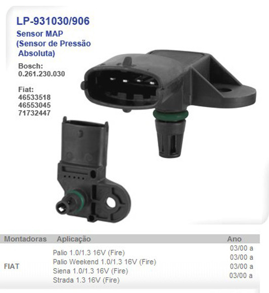 Imagen de SENSOR MAP FIAT PALIO 1.3 FIRE/1.8 2004 EN ADELANTE