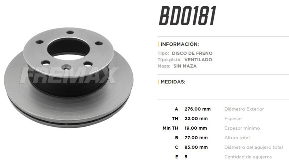 Imagen de DISCO DE FRENO MERCEDES BENZ SPRINTER 310/313/413 2002-97/99