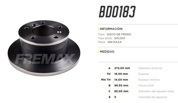 Imagen de DISCO DE FRENO TRASERO M-BENZ SPRINTER 1995 EN ADELANTE