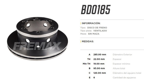 Imagen de DISCO DE FRENO TRASERO M-BENZ SPRINTER 313/412D/413/413CDI