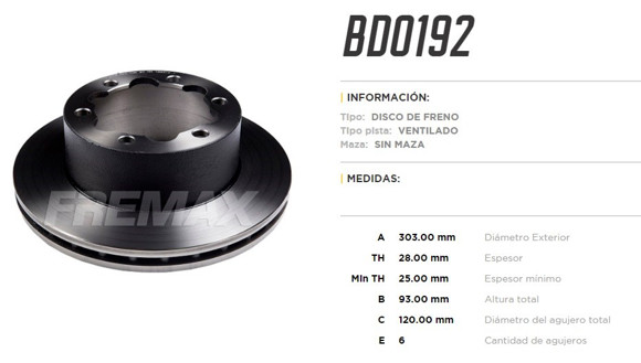 Imagen de DISCO DE FRENO TRASERO M-BENZ SPRINTER 413/415/515