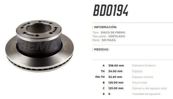 Imagen de DISCO DE FRENO TRASERO DODGE RAM 2500-3500 5.7/5.9/6.7 358MM