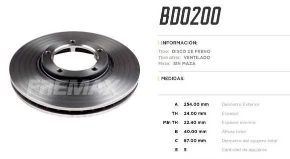 Imagen de DISCO DE FRENO HYUNDAI H1 2.4I /H200  2.4I/2.5I TD