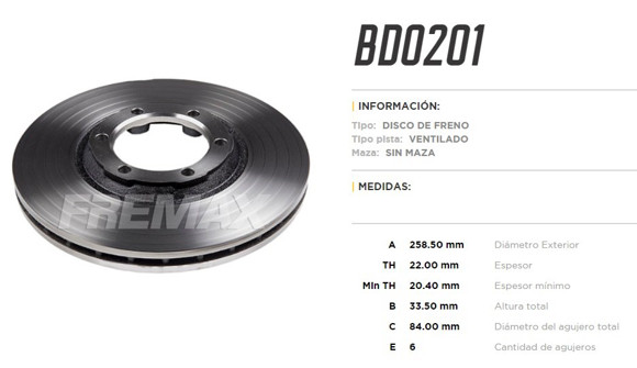 Imagen de DISCO DE FRENO MITSUBISHI L200 4X2 1987