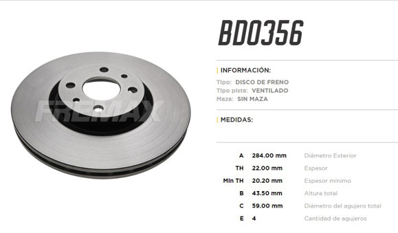 Imagen de DISCO DE FRENO FIAT STRADA ADVENTURE 284MM