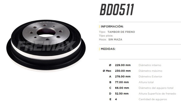 Imagen de CAMPANA DE FRENO RENAULT KANGOO/MEGANE/LAGUNA/R18/SCENIC