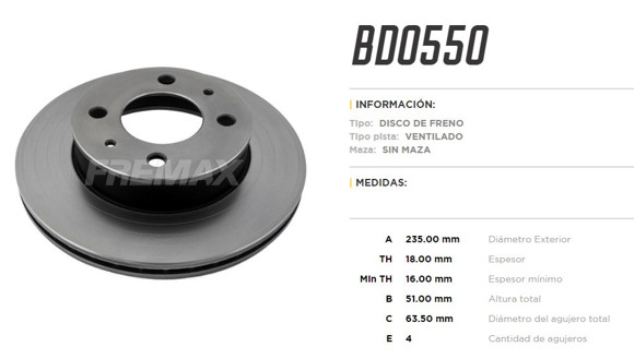 Imagen de DISCO DE FRENO HYUNDAI ATOS/PRIME 1.0
