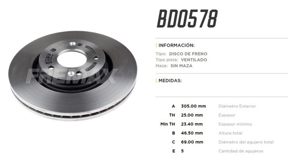 Imagen de DISCO DE FRENO HYUNDAI TUCSON NEW/KIA SPORTAGE 2.0 2016-