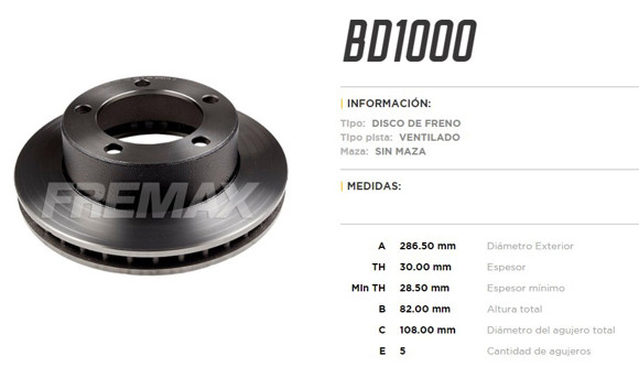 Imagen de DISCO DE FRENO FORD F1000 1993/1998