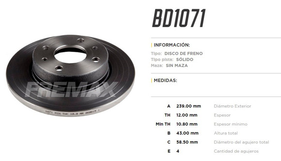 Imagen de DISCO DE FRENO LADA SAMARA/2108/2109