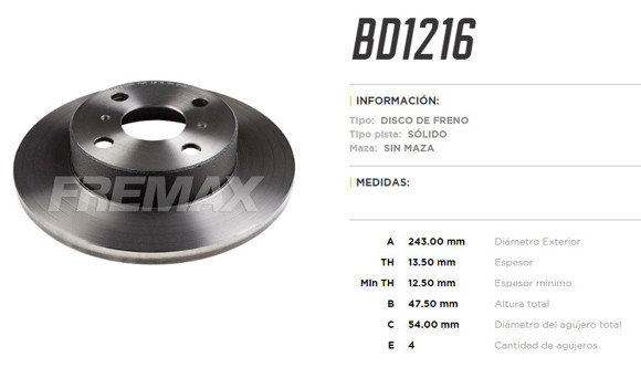 Imagen de DISCO DE FRENO TOYOTA COROLLA 1883/1988