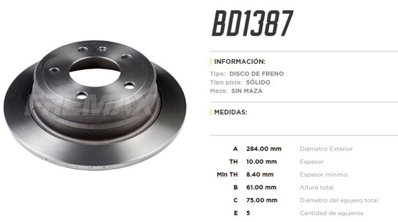 Imagen de DISCO DE FRENO TRASERO BMW 524TD/528/533