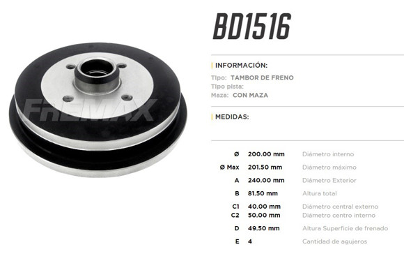 Imagen de CAMPANA DE FRENO SEAT TOLEDO/CORDOBA 1.9D VW GOLF 3
