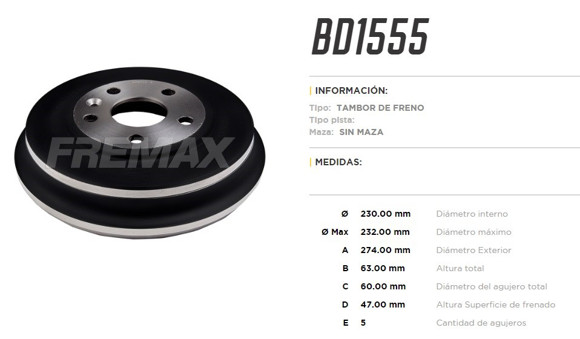 Imagen de CAMPANA DE FRENO CHEVROLET TRACKER 1.8 16V 4X2 2013