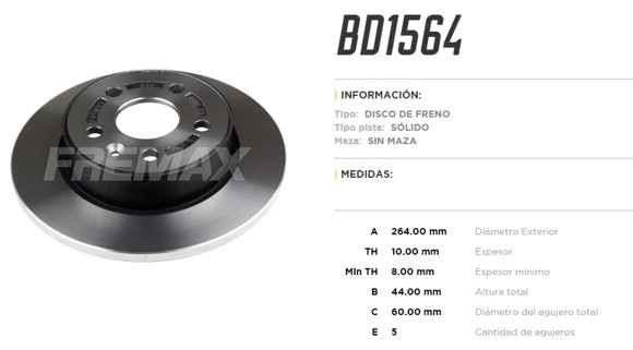 Imagen de DISCO DE FRENO TRASERO CHEVROLET CRUZE 1.4T 2017