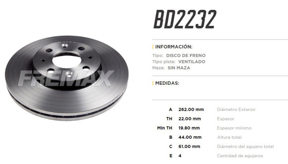 Imagen de DISCO DE FRENO RENAULT LAGUNA 1992-2003 (VENTILADO)
