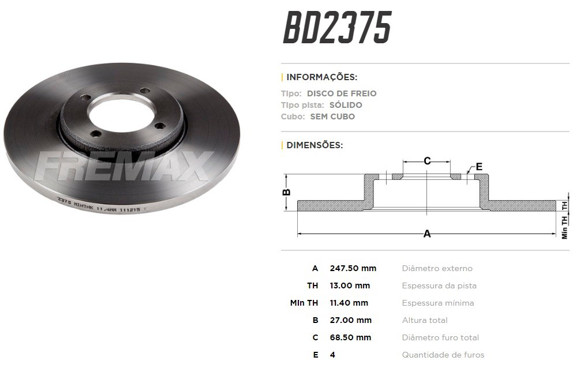 Imagen de DISCO DE FRENO FORD ESCORT 1300/1600 SPORT (VENTILADO)