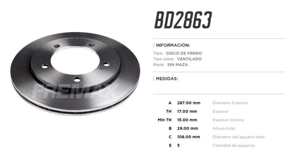 Imagen de DISCO DE FRENO SUZUKI GRAND VITARA 2.0I 1999-2005