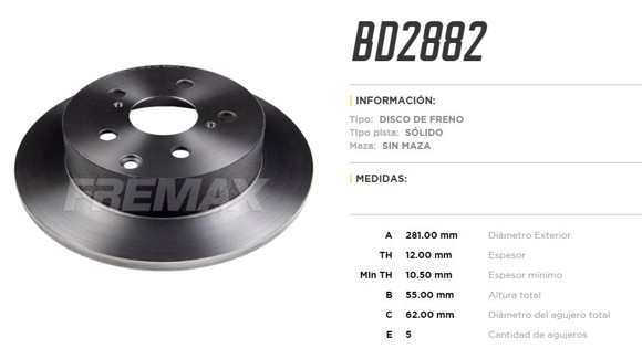 Imagen de DISCO DE FRENO TRASERO TOYOTA RAV4 2.5/3.5 2006-2013