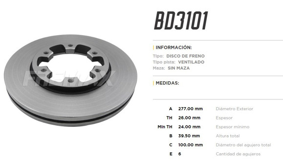 Imagen de DISCO DE FRENO NISSAN FRONTIER 2002-2007 277MM (VENTILADO)