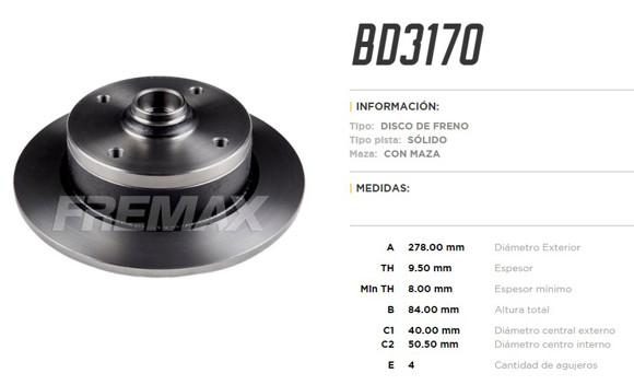 Imagen de DISCO DE FRENO DEL VW SEDAN/BRASILIA/FUSCA/ESCARABAJO