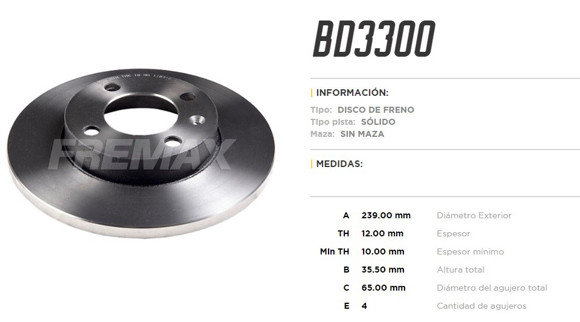 Imagen de DISCO DE FRENO DEL VW GOL/AMAZON/PASSAT/PARATI/SAVEIRO