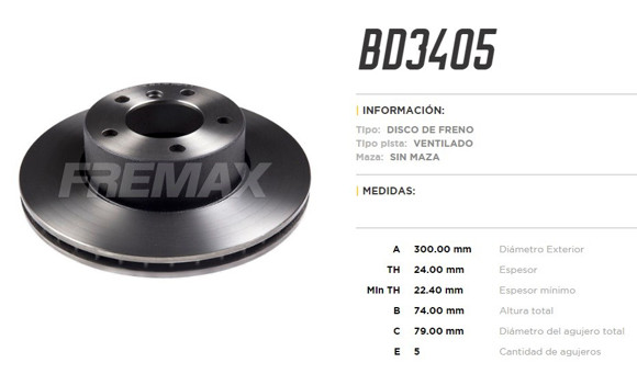 Imagen de DISCO DE FRENO BMW 120/320/325 (E87/E88/E90/E91/E92)