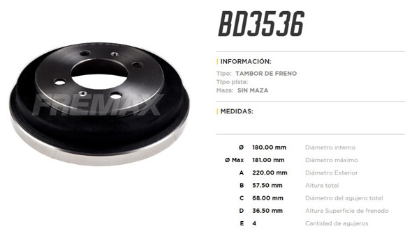 Imagen de CAMPANA DE FRENO NISSAN SENTRA 1991-/200SX 1995-1998