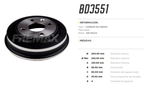 Imagen de CAMPANA DE FRENO CHEVROLET ONIX 1.0/1.4 PRISMA 1.4 8V 2012->
