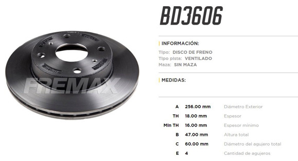 Imagen de DISCO DE FRENO CHEVROLET N300 2012-