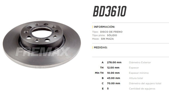 Imagen de DISCO DE FRENO TRASERO JEEP RENEGADE 1.8/2.0 2015-