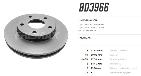 Imagen de DISCO DE FRENO DE CHEVROLET S10/BLAZER 4X4 1998-2005