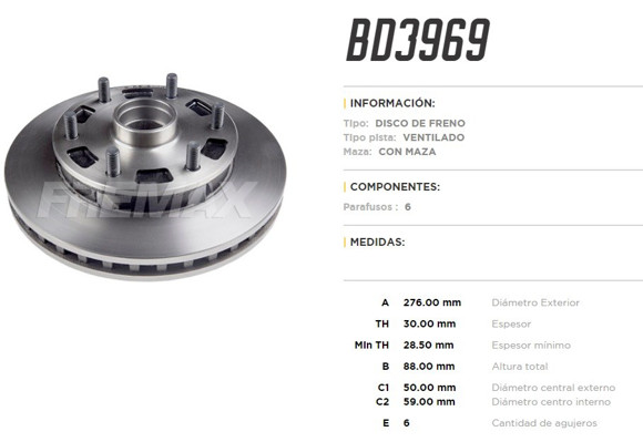 Imagen de DISCO DE FRENO CHEVROLET S10/BLAZER 1997-1999
