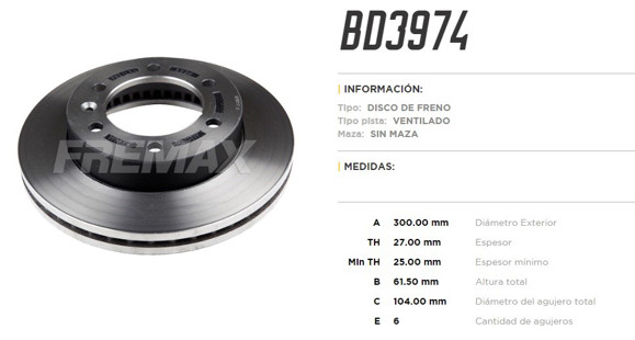 Imagen de DISCO DE FRENO CHEVROLET S10 2017- 4X4/4X2