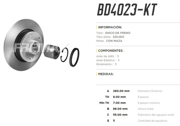 Imagen de DISCO DE FRENO RENAULT FLUENCE/MEGANE 1.6/2.0 (KIT)
