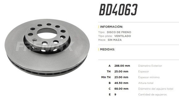 Imagen de DISCO DE FRENO AUDI A4/A6 1994-/VW PASSAT IV 96-