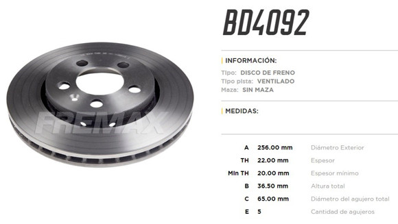 Imagen de DISCO DE FRENO TRASERO VW BORA 1.8T/SURAN 2011