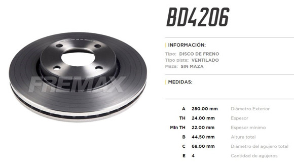 Imagen de DISCO DE FRENO NISSAN SENTRA 1.8/2.0 16V 2007-