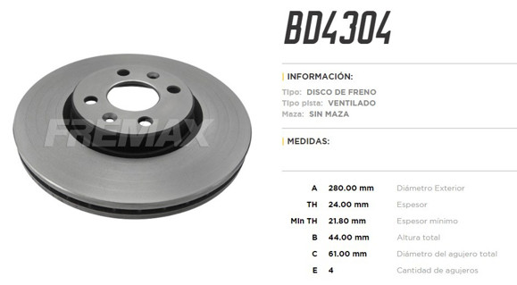 Imagen de DISCO DE FRENO RENAULT MEGANE/SCENIC/LAGUNA 1999-