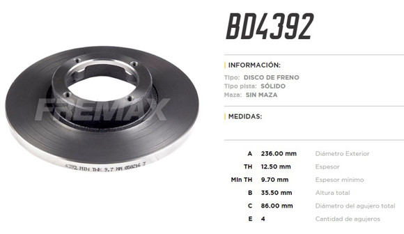 Imagen de DISCO DE FRENO CHEVROLET SPARK 05-/DAEWOO MATIZ 03-/CHERY QQ