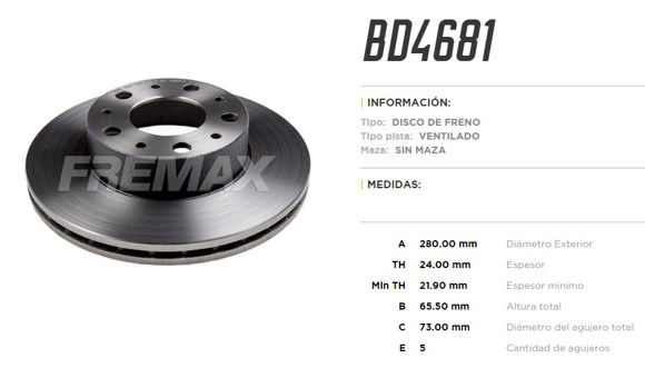 Imagen de DISCO DE FRENO FIAT DUCATO/PEUGEOT BOXER/CT JUMPER 94-