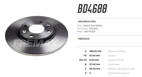 Imagen de DISCO DE FRENO DEL CITROEN BX 1982-1995 PEUGEOT 405 1987-96