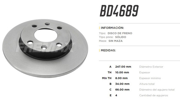 Imagen de DISCO DE FRENO PEUGEOT 106/205/206/306/309/CITROEN SAXO/ZX