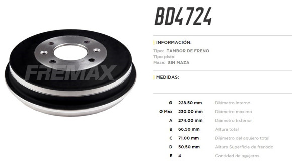 Imagen de CAMPANA DE FRENO CITROEN BERLINGO/ PEUGEOT PARTNER/306SW 406